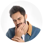 Guy is suffering from toothache