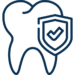 Healthy tooth with protective shield symbolizing dental care.